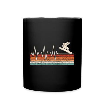 Snowboarder Herzschlag - Tasse einfarbig - Schwarz - Vorne