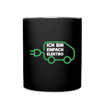 Ich bin einfach Elektro lustige Elektroauto Sprüch - Tasse einfarbig - Schwarz - Vorne