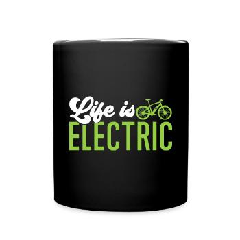 Electric Bike Cycling Biker E-Bike - Full Colour Mug - black - Front