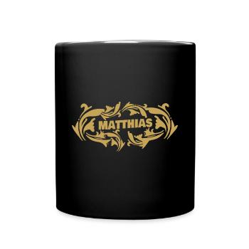 Matthias als Name - Tasse einfarbig - Schwarz - Vorne