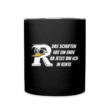 Rente Ente Cartoon - Das Schuften hat ein Ende - Tasse einfarbig - Schwarz - Vorne