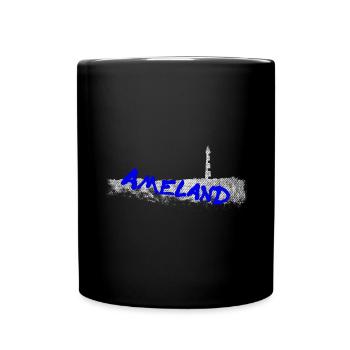 AMELAND mit Leuchtturm - Tasse einfarbig - Schwarz - Vorne