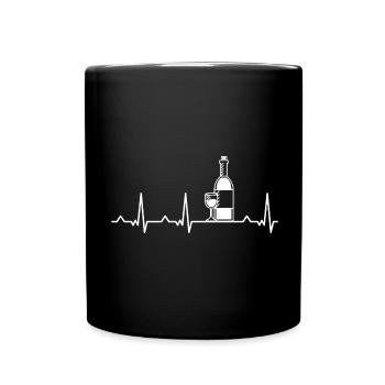 Wine heartbeat wine heart beat vino - Full Colour Mug - black - Front