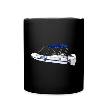 Boat motorboat inflatable - Full Colour Mug - black - Front
