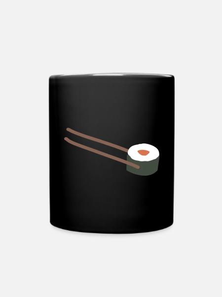Sushi Stäbchen - Tasse einfarbig - Schwarz