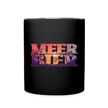 Meer Bier - Tasse einfarbig - Schwarz - Vorne