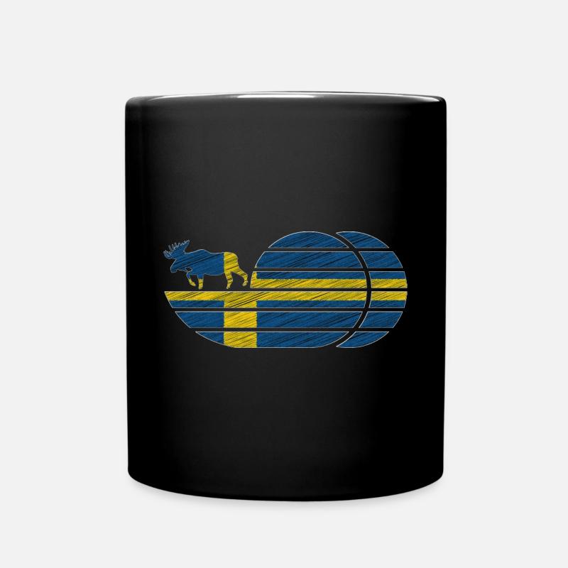 Schweden Elch Flagge Retro Vintage Geschenkidee - Tasse einfarbig - Schwarz