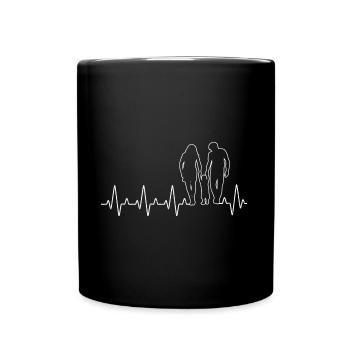 Mom Dad Kids Family Heartbeat - Full Colour Mug - black - Front