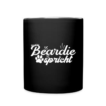 Bearded Collie Hund Mama Beardie spricht Sprüche - Tasse einfarbig - Schwarz - Vorne