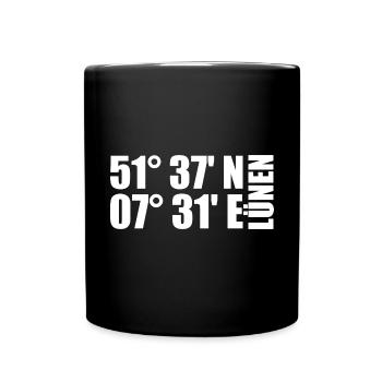 Lünen Koordinaten - Tasse einfarbig - Schwarz - Vorne