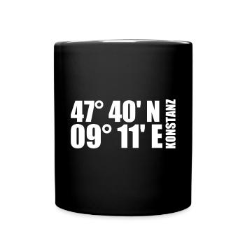 Konstanz Koordinaten - Tasse einfarbig - Schwarz - Vorne