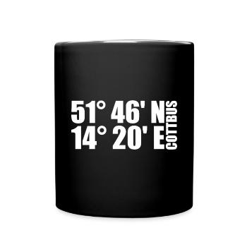 Cottbus Koordinaten - Tasse einfarbig - Schwarz - Vorne