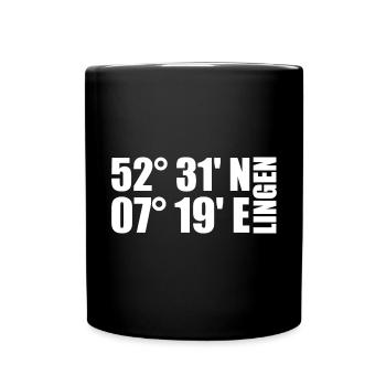 Lingen Koordinaten - Tasse einfarbig - Schwarz - Vorne