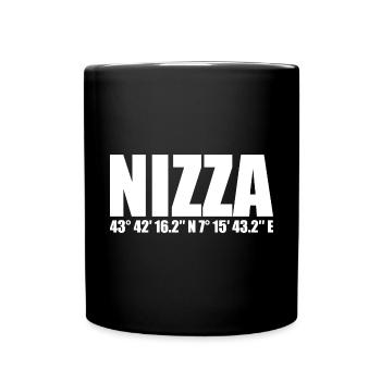 Nizza Koordinaten - Tasse einfarbig - Schwarz - Vorne