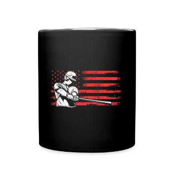 Patriotischer Baseballsch Amerikanische Flagge - Tasse einfarbig - Schwarz - Vorne