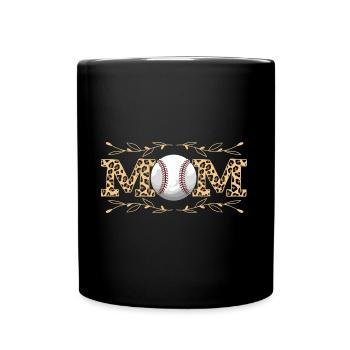 Leopard Baseball-Mutter Frauen Baseball-Mama - Tasse einfarbig - Schwarz - Vorne