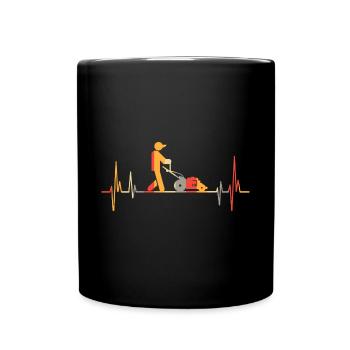 Retro Herzschlag Rasenmäher Gras Gärtner - Tasse einfarbig - Schwarz - Vorne