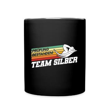 Silber Schwimmer Prüfung Silber Schwimmabzeichen - Tasse einfarbig - Schwarz - Vorne