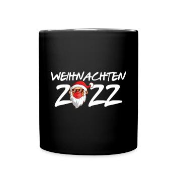 Weihnachten 2022 - Weihnachtsshirt Weihnachtsmann - Tasse einfarbig - Schwarz - Vorne