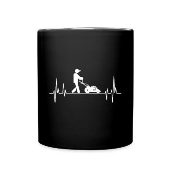 Herzschlag Rasenmäher Grasschneider Gartenarbeit - Tasse einfarbig - Schwarz - Vorne