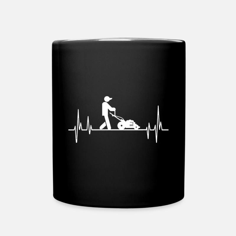 Herzschlag Rasenmäher Grasschneider Gartenarbeit - Tasse einfarbig - Schwarz