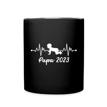 Schwangerschaftsverkündung 2023 Werdender Papa - Tasse einfarbig - Schwarz - Vorne