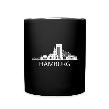 Hamburg City Skyline Silhouette Stadt Hamburg - Tasse einfarbig - Schwarz - Vorne