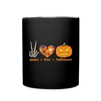 Halloween Frieden Liebe - Tasse einfarbig - Schwarz - Vorne