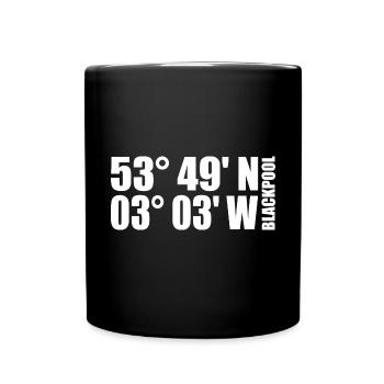 Blackpool Koordinaten - Tasse einfarbig - Schwarz - Vorne