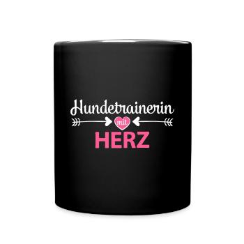 Hundetrainerin mit Herz Ausbildung Hunde - Tasse einfarbig - Schwarz - Vorne
