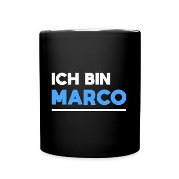 Marco Name Spruch für stolze Marcos - Tasse einfarbig - Schwarz - Vorne