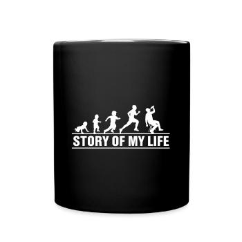 Saufen Evolution Die Geschichte meines Lebens - Tasse einfarbig - Schwarz - Vorne