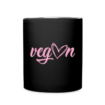 Veganer Herz - Tierliebe, Tierschutz & Vegan - Tasse einfarbig - Schwarz - Vorne