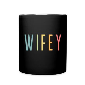 Retro Wifey Matching Paar Hochzeitsfeier Ehe - Tasse einfarbig - Schwarz - Vorne