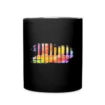 Colorfol Piano Art Music Keys Keyboard - Full Colour Mug - black - Front