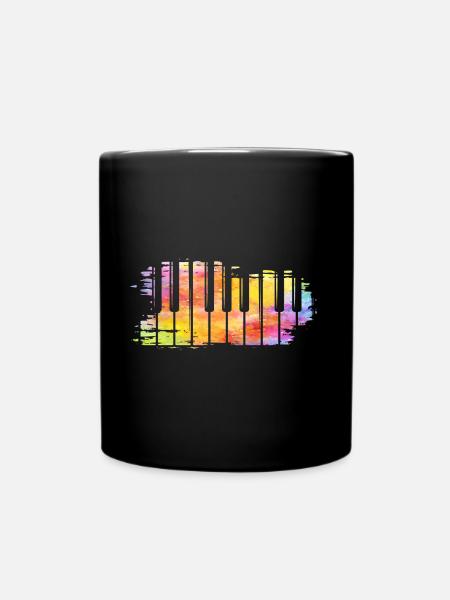 Colorfol Klavier Kunst Musik Tasten Keyboard - Tasse einfarbig - Schwarz