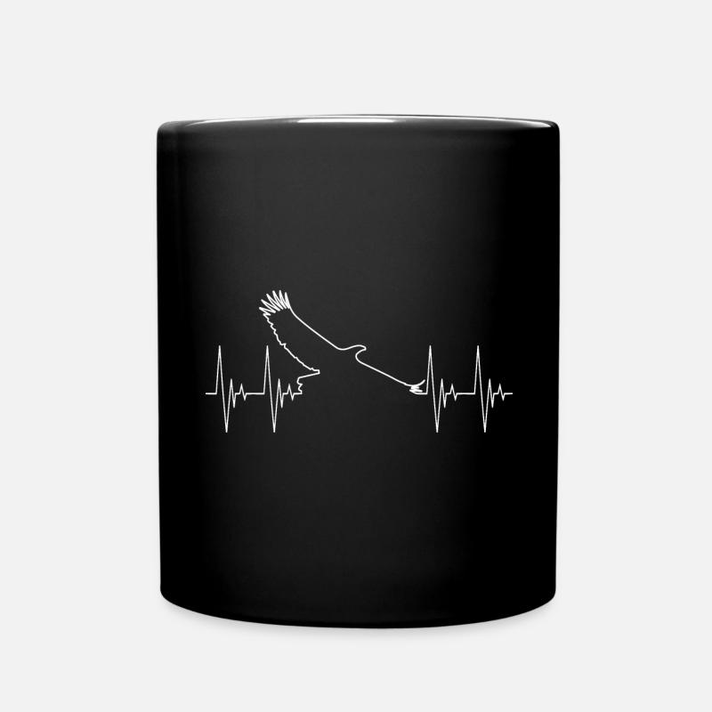 Adler weiß Herzschlag Tiere Vogel Greifvogel EKG - Tasse einfarbig - Schwarz