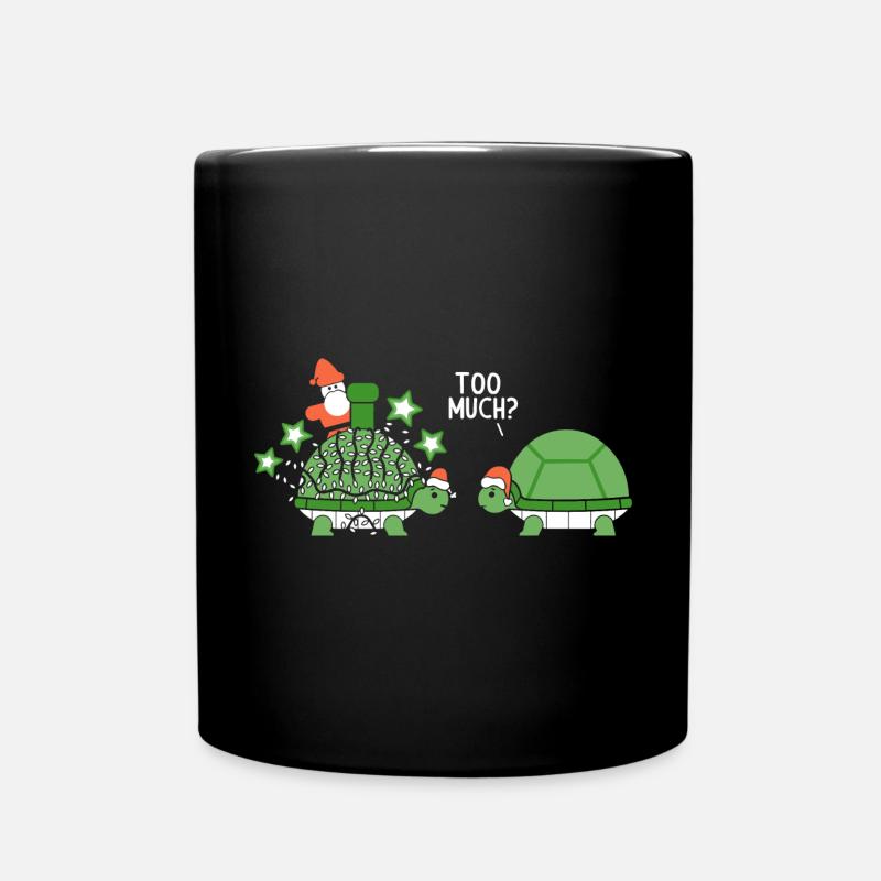 Turtle Christmas Funny Graphic - Full Colour Mug - black