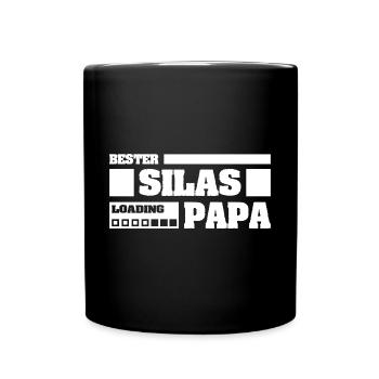 Papa für Silas Vorname Geburt - Tasse einfarbig - Schwarz - Vorne