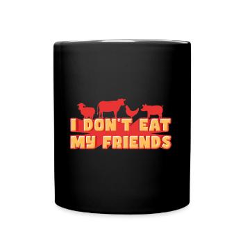 Schaf Kuh Schwein Freunde Design für Veganer - Tasse einfarbig - Schwarz - Vorne