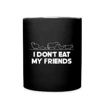 Friends Schaf Fisch Kuh Design für Veganer - Tasse einfarbig - Schwarz - Vorne