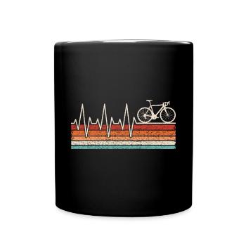 Road Cyclist Heartbeat Retro Road Bike - Full Colour Mug - black - Front