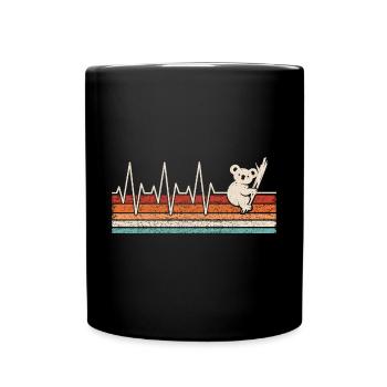 Koala Herzschlag - Tasse einfarbig - Schwarz - Vorne