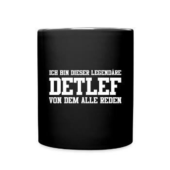 Detlef Name Design - Tasse einfarbig - Schwarz - Vorne