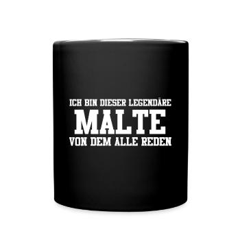 Malte Name Design - Tasse einfarbig - Schwarz - Vorne