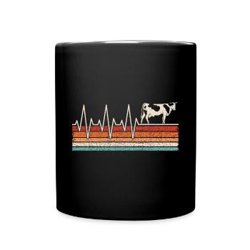 Kuh Herzschlag - Tasse einfarbig - Schwarz - Vorne