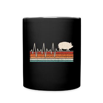 Pig Heartbeat - Full Colour Mug - black - Front