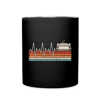 Straßenbahn Herzschlag - Tasse einfarbig - Schwarz - Vorne