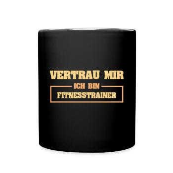 Lustig Fitnesstrainer - Tasse einfarbig - Schwarz - Vorne