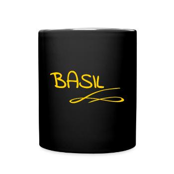 Vorname Basil - Tasse einfarbig - Schwarz - Vorne